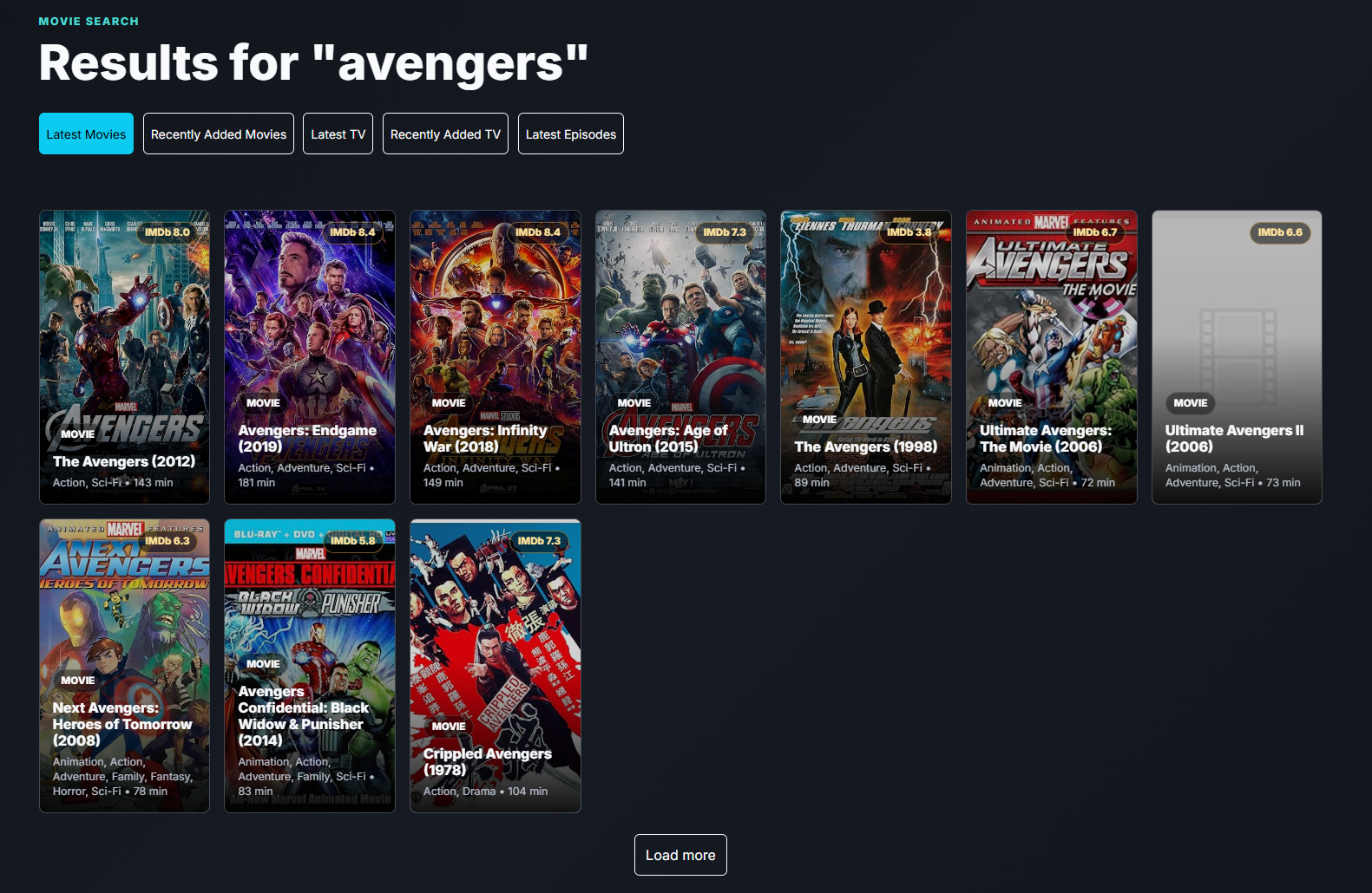 Movie browsing project preview